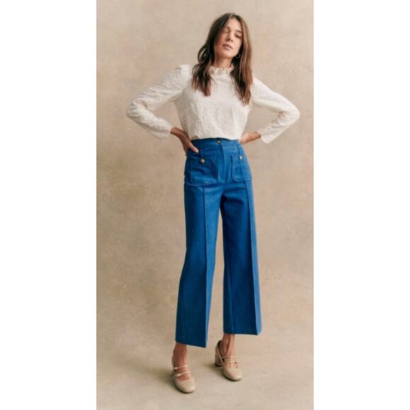 Sezane Denim - Sezane Pantalon Emilio Blue Denim Jeans Pants Womens Size 2 New